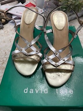 Cole Haan Metallic Gold and Silver Strappy Heels